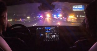 Tesla Autopilot versus 7 Police Cars (Hwy 101) #shorts