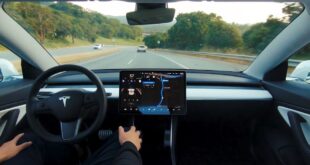 Tesla Autopilot On Turning Track 😍💥   Tesla Self Driving 💥 Model 3  #digcompare #shorts #teslacar