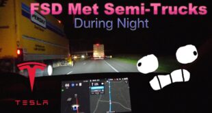 Tesla Autopilot Demo 2021 FSD Pure version Met Semi-Trucks During Night
