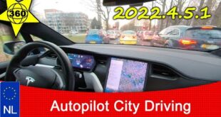 VR360 Tesla Autopilot City Driving in The Hague,  The Netherlands (Nederland) on FSD 2022.4.5.1