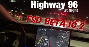 Highway 96 at Night – FSD Beta 10.2 – 2021.32.25 – Tesla Vision AutoPilot – NO RADAR
