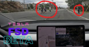 Tesla Autopilot FSD Beta almost runs over people crossing the street