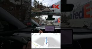 Tesla self driving passing stopped vehicles in road 🛑 #shorts