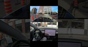 Autopilot Navigates Construction Zone – Tesla FSD Beta #Shorts