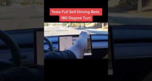 Tesla Full Self Driving Beta 180 Degree Turn ​- Tesla Living #Shorts